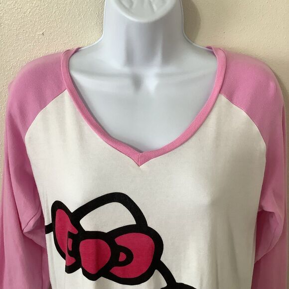 Hello Kitty Pink McBling Sanrio Kawaii Cutecore Lightweight Baseball Tee XL - Picture 2 of 10